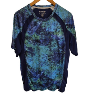 Reel Legends Men's Blue and Green Freeline Shirt In Size Large